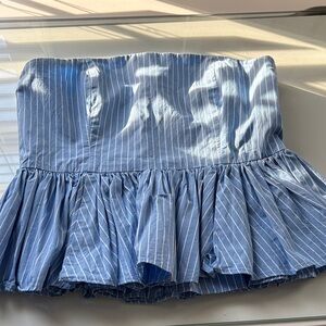 J. Crew Light Blue and White Striped Mini Skirt